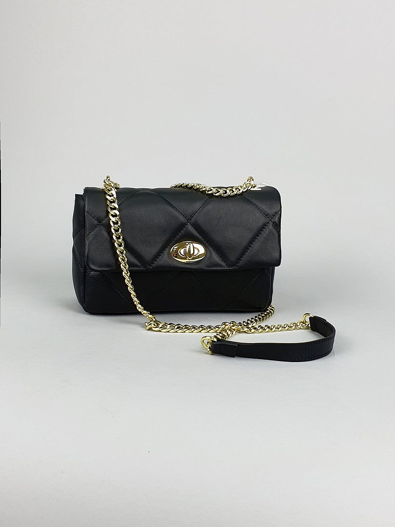 Сумка My Little Italy стёганая с ремешком-цепью чёрная, фотография №4