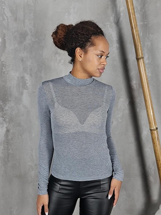 Водолазка Cashmere Blend с кашемиром с низким горлом серая