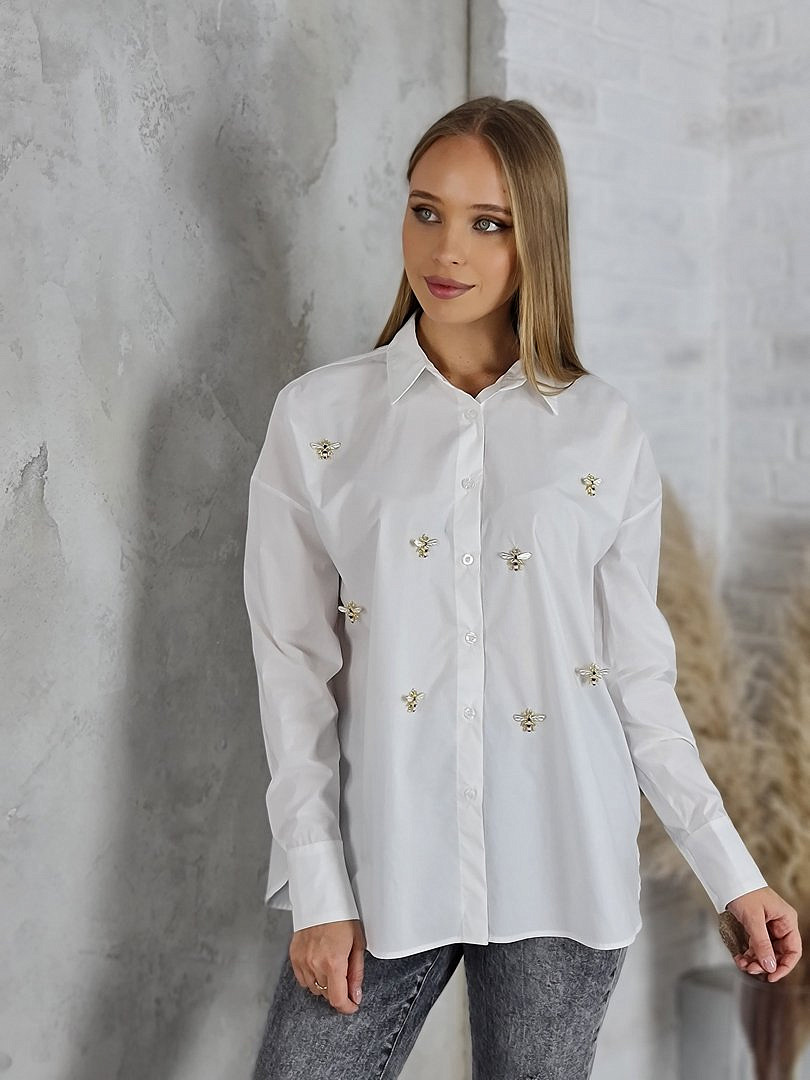 Рубашка Vicolo с декором "Золотые пчёлки" белая, фотография №1