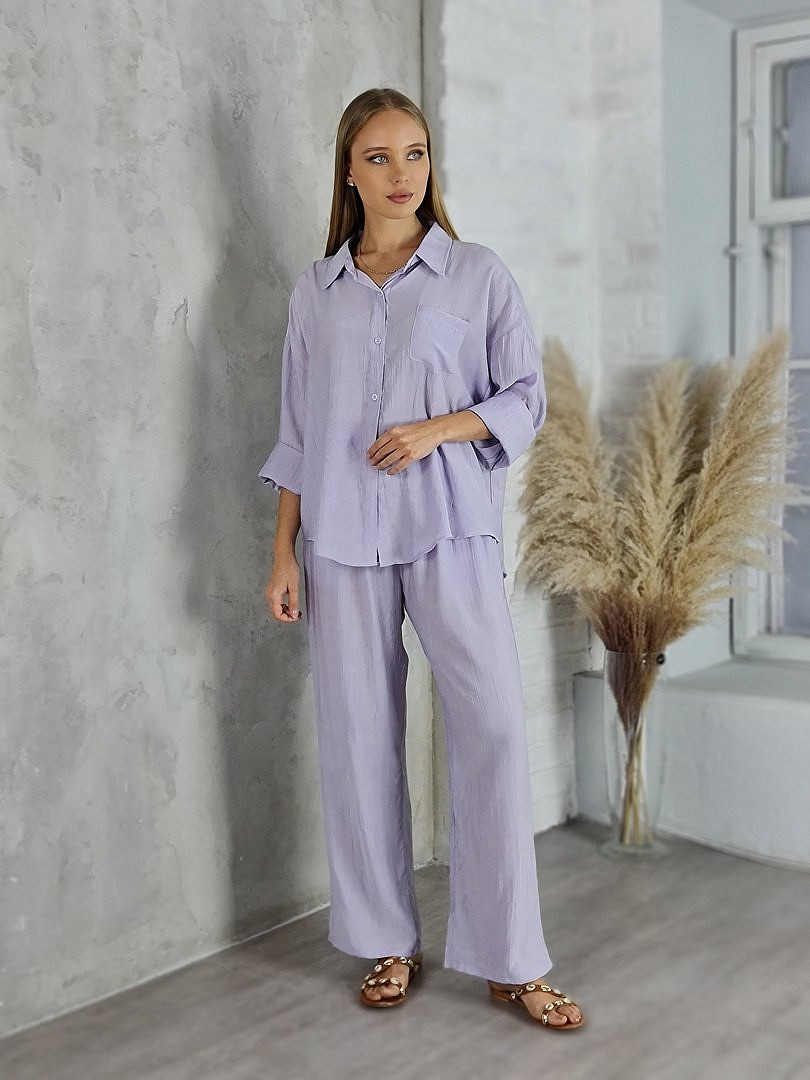 Костюм My Star Collection рубашка и брюки лавандовый, фотография №1