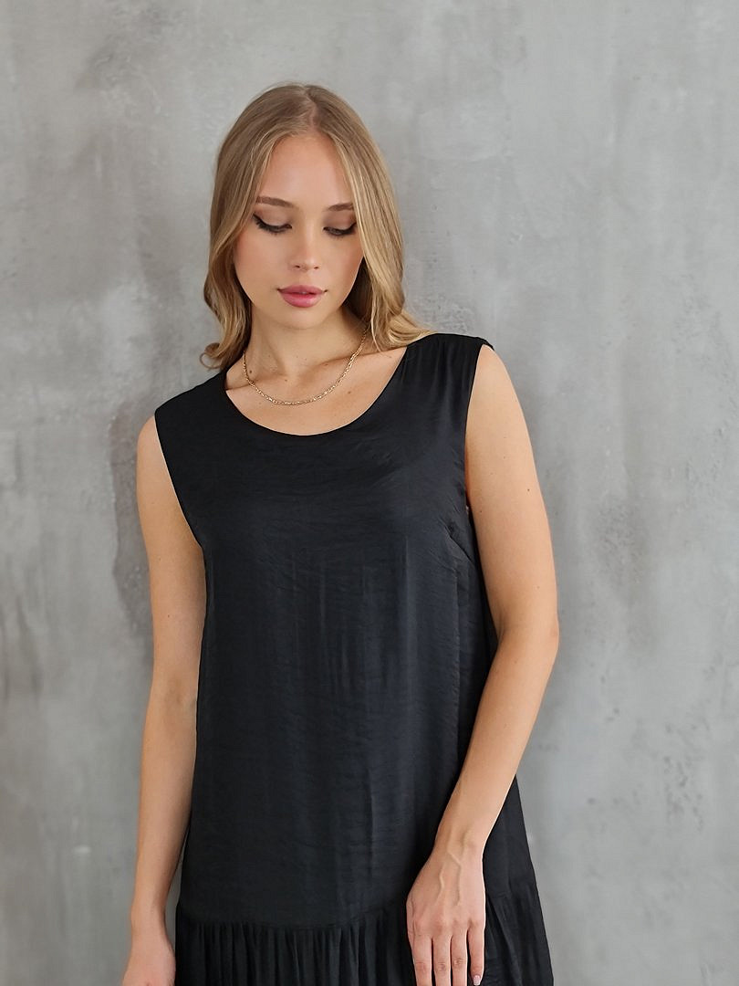 Платье CLOTHÉ макси из полупрозрачной ткани чёрное, фотография №4