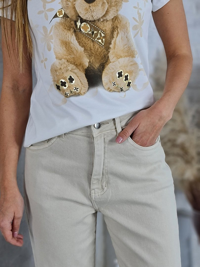 Джинсы-бананы Mira Belle с подворотами кремовые, фотография №3