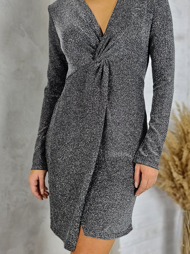 Платье Please с люрексом и V-образным вырезом чёрное, фотография №4