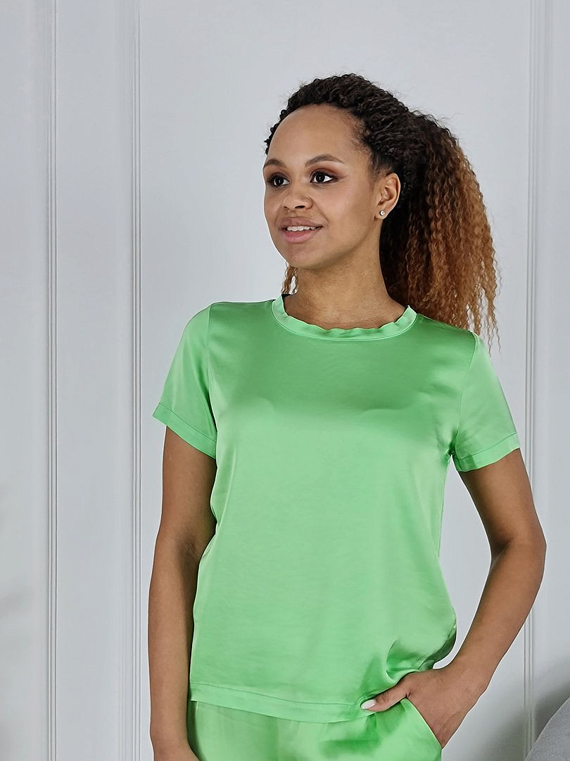 Костюм Vicolo атласный футболка и брюки лайм, фотография №3