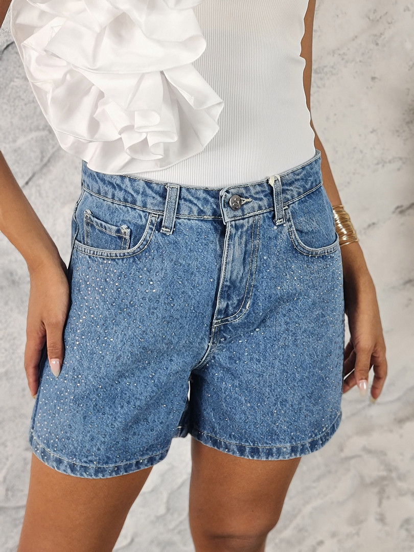 Шорты Rinascimento со стразами синие, фотография №1