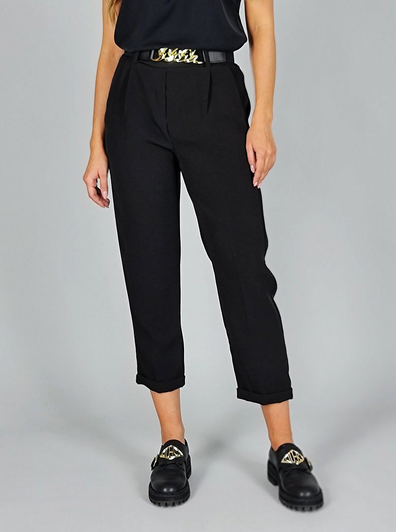 Брюки PC Fashion и эластичный пояс с золотой деталью чёрные, фотография №1