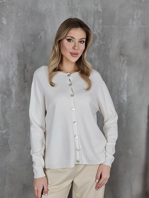 Кардиган Imperial круглый вырез кремовый 