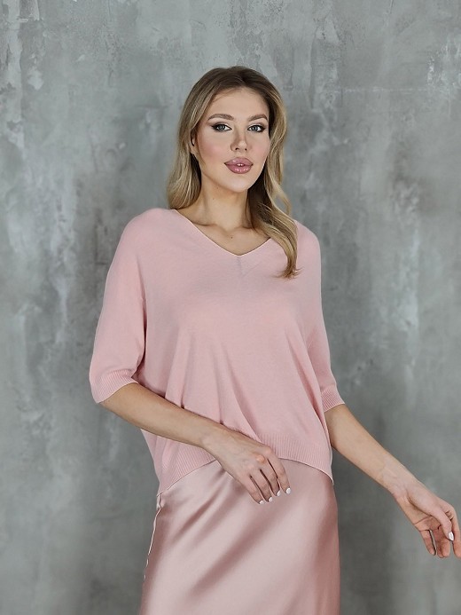 Джемпер Imperial v вырез рукав 3/4 пудра