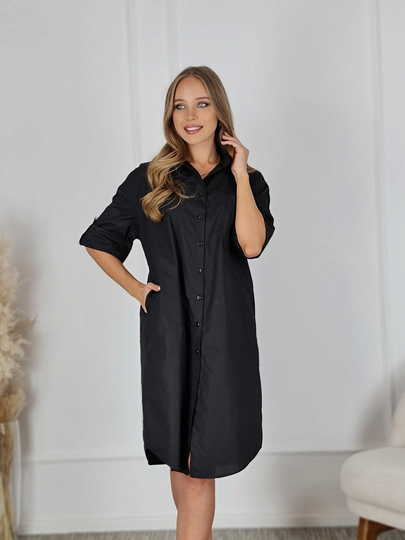 Платье-рубашка CLOTHÉ миди на пуговицах чёрное , фотография №1