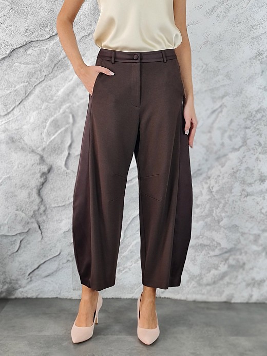 Брюки Imperial с атласными лампасами шоколад 