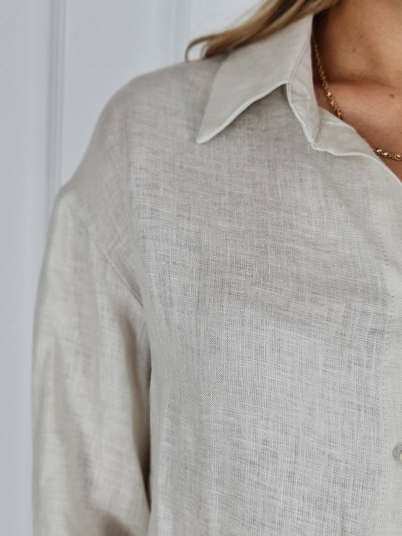 Платье-рубашка CLOTHÉ льняное на пуговицах кремовое, фотография №5