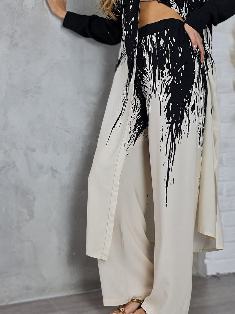Костюм CLOTHÉ туника и брюки с принтом чёрный/молочный, фотография №4