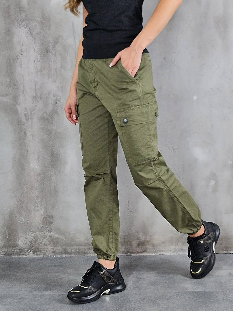 Брюки-джоггеры Defence из плотной ткани хаки, фотография №1