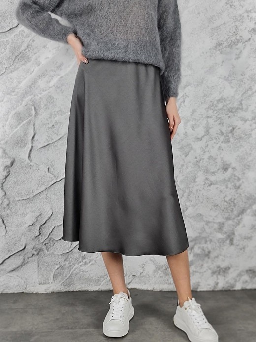 Юбка MIHO'S шелковистая вискоза серая 