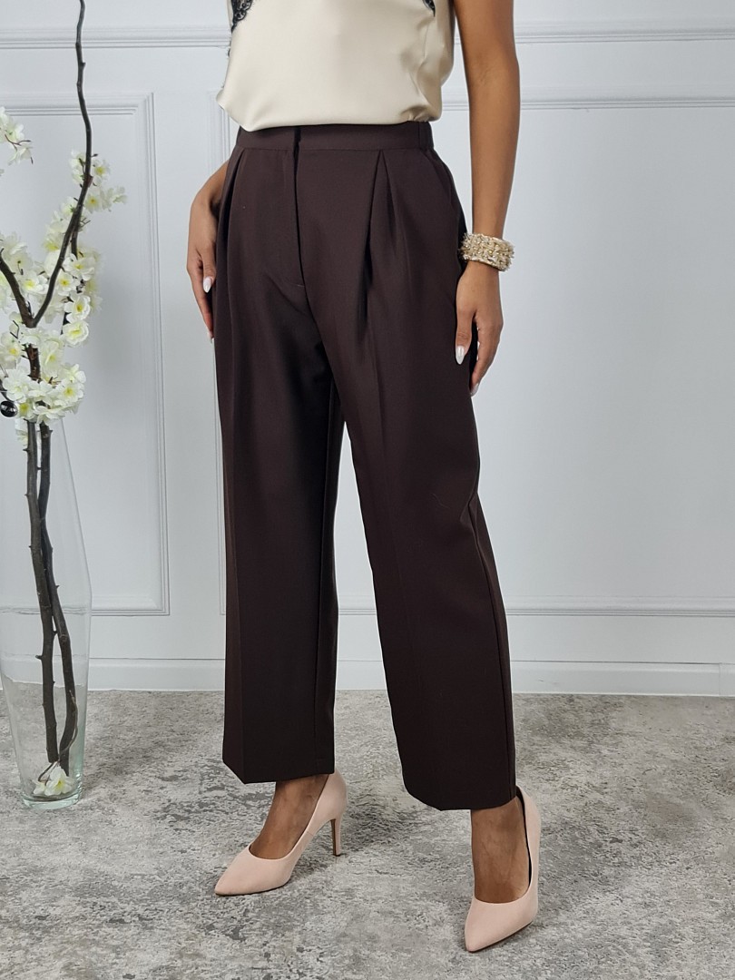 Брюки imperial с защипами на застежке резинка сзади шоколад, фотография №1