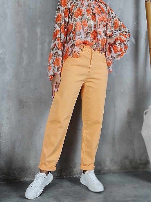 Джинсы Almanegra с подворотами оранжевые