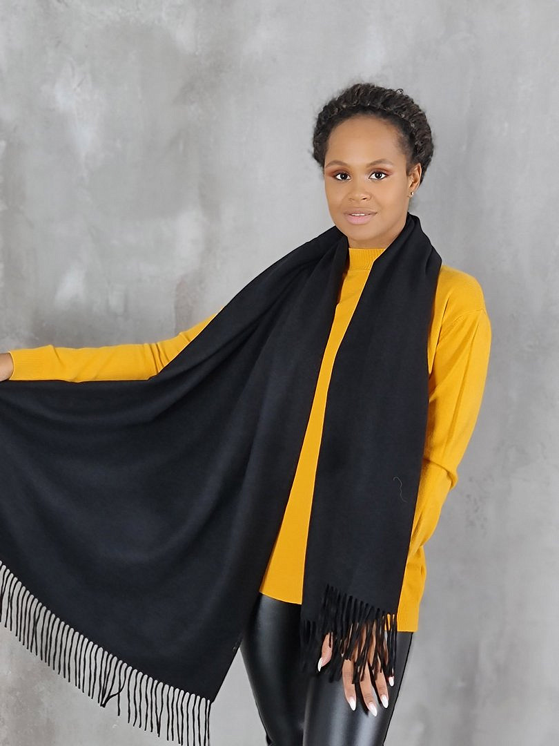 Палантин Grace однотонный чёрный, фотография №2