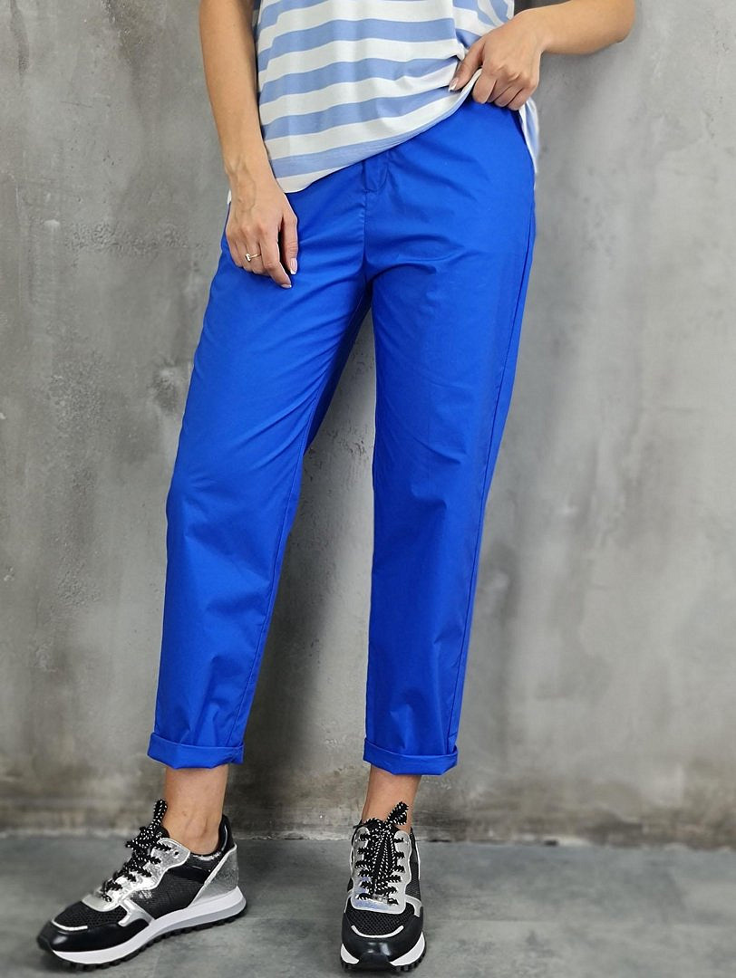 Брюки Imperial хлопковые с золотой пуговицей электрик, фотография №1