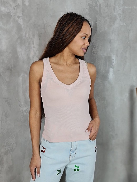 Топ Vicolo с V-вырезом пудровый