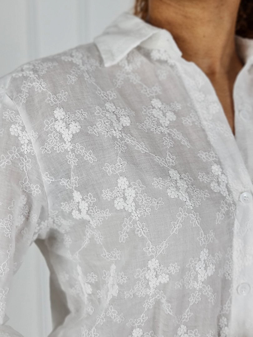 Рубашка J-Clair с узором "Цветочки" белая, фотография №5