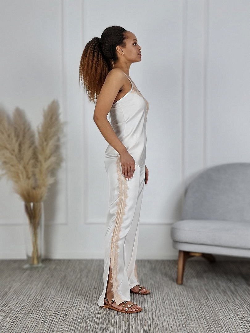 Костюм Saiph топ и брюки с кружевом кремовый, фотография №3