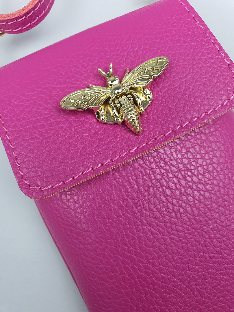Клатч My Little Italy с золотой застёжкой "Мотылёк" фуксия, фотография №2
