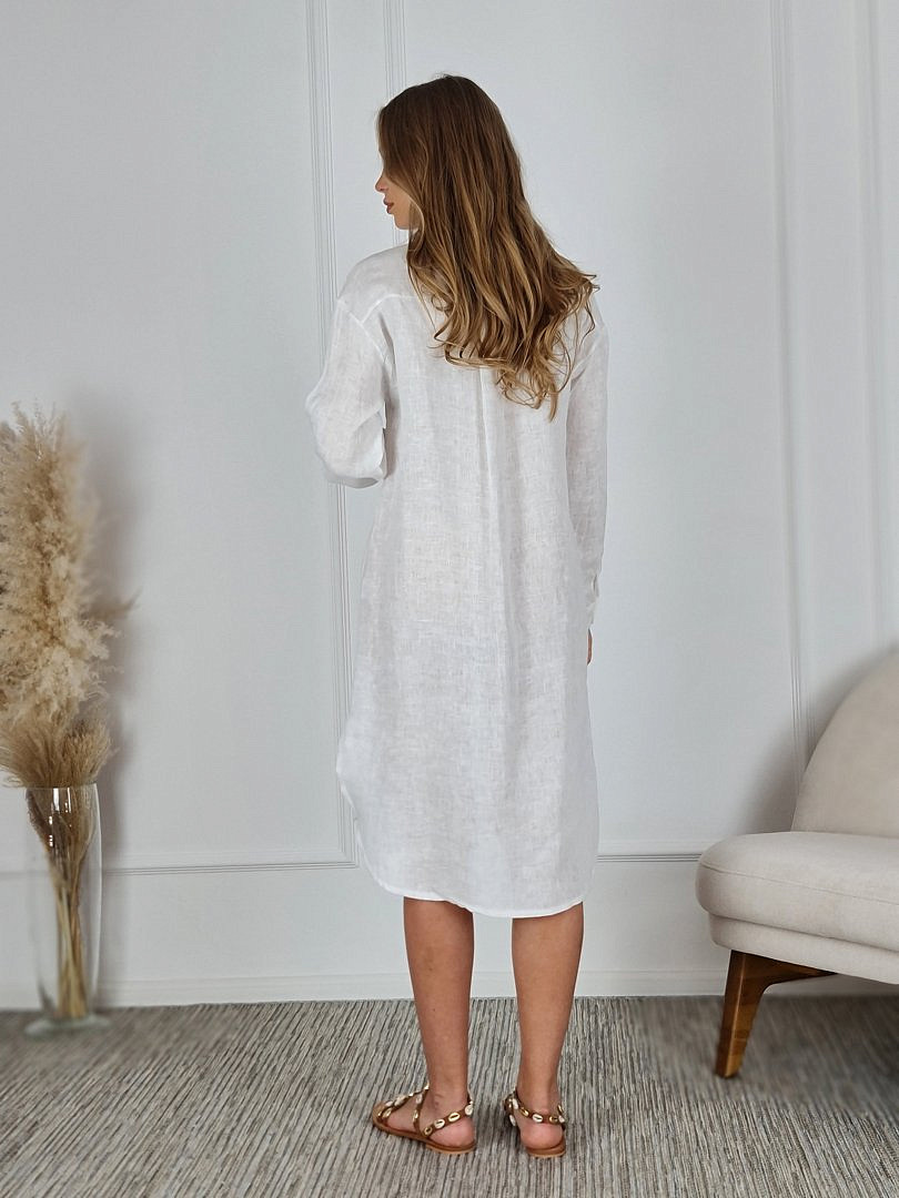 Платье-рубашка CLOTHÉ льняное на пуговицах белое, фотография №3