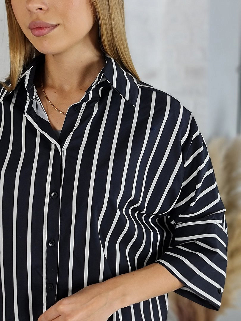 Рубашка Lumina свободная в полоску чёрная, фотография №4