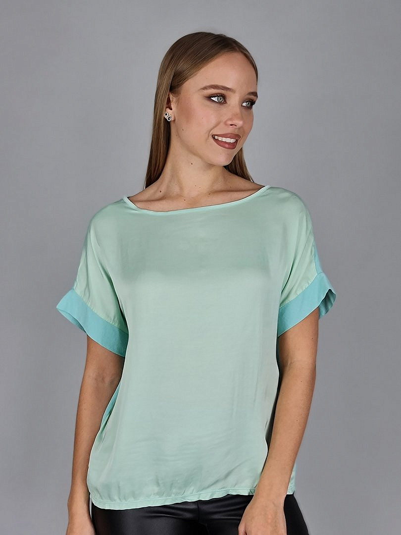 Кофта Y Two комбинированная атлас и хлопок мята , фотография №1