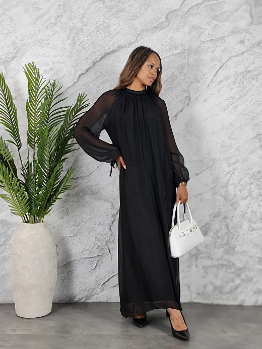 Платье CLOTHÉ свободное полупрозрачное черное