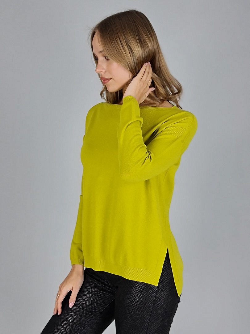 Кофта Kontatto свободная с круглым воротом салатовая (Olio), фотография №1