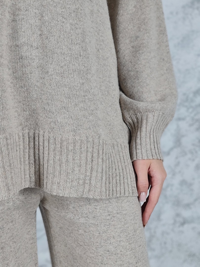 Костюм Clothé трикотажный джемпер и широкие брюки бежевый , фотография №5