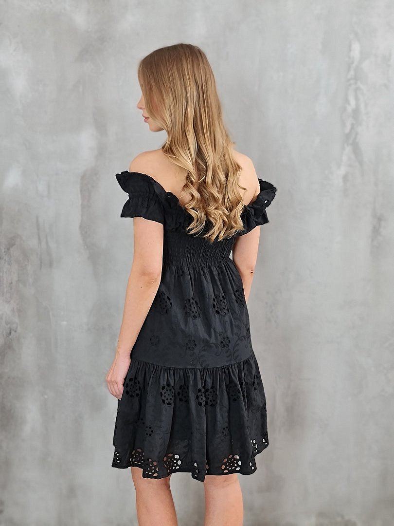 Платье MIHO'S мини ажурное с оборками чёрное , фотография №3