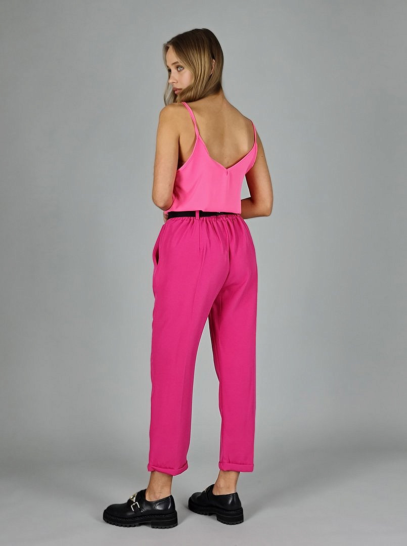 Брюки PC Fashion и эластичный пояс с золотой деталью фуксия, фотография №4
