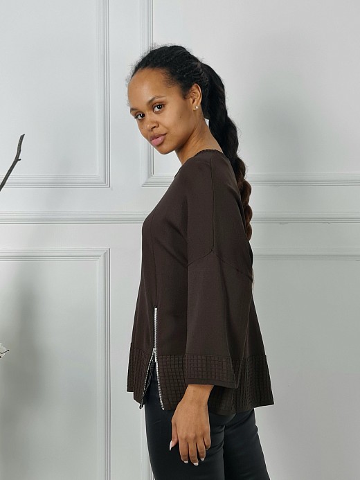 Джемпер BEAUTY WOMEN с декором молния шоколад