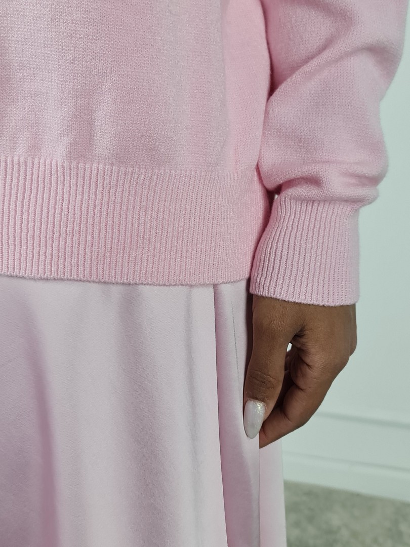 Джемпер LIVAN'S v вырез с сердечками пудра, фотография №5