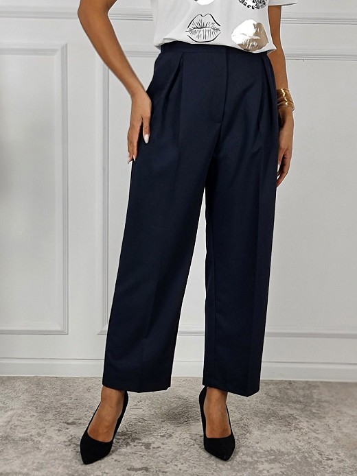 Брюки imperial с защипами на застежке резинка сзади темно-синие