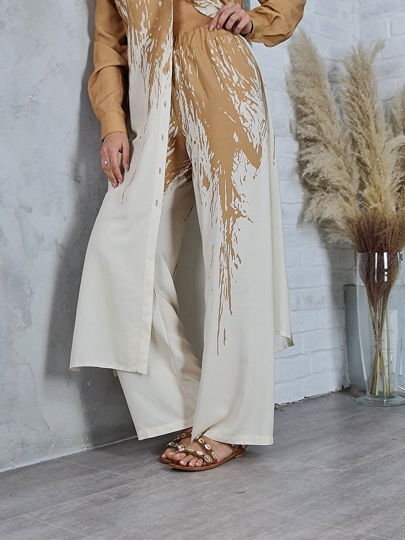 Костюм CLOTHÉ туника и брюки с принтом какао/молочный, фотография №6