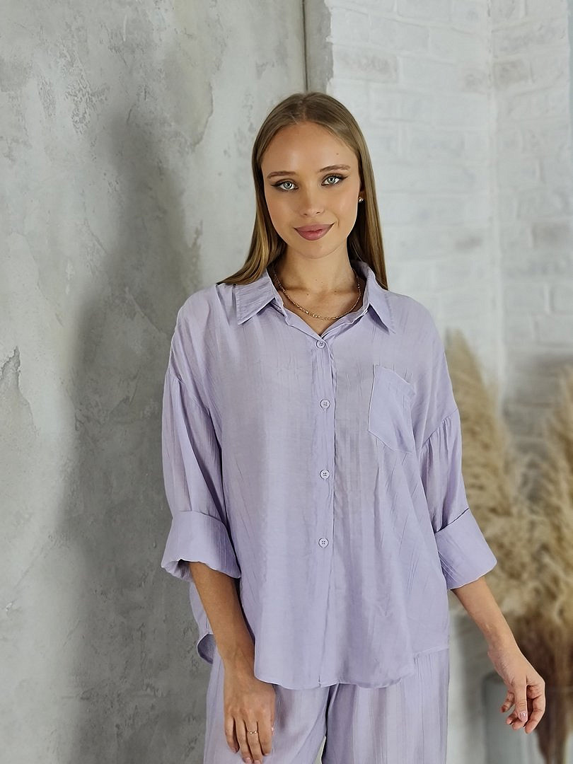 Костюм My Star Collection рубашка и брюки лавандовый, фотография №3