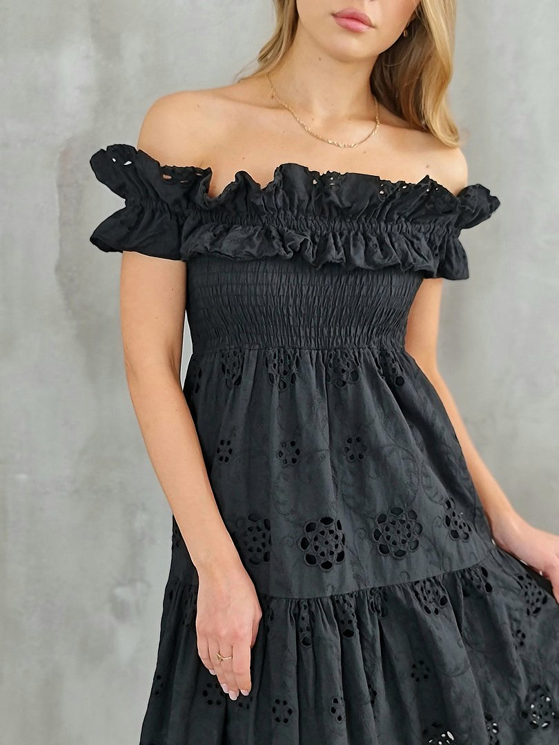 Платье MIHO'S мини ажурное с оборками чёрное , фотография №4