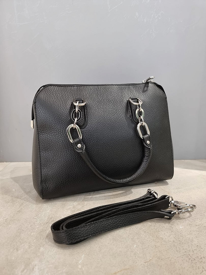 Сумка My Little Italy чемоданчик округлая с серебряными деталями чёрная, фотография №5