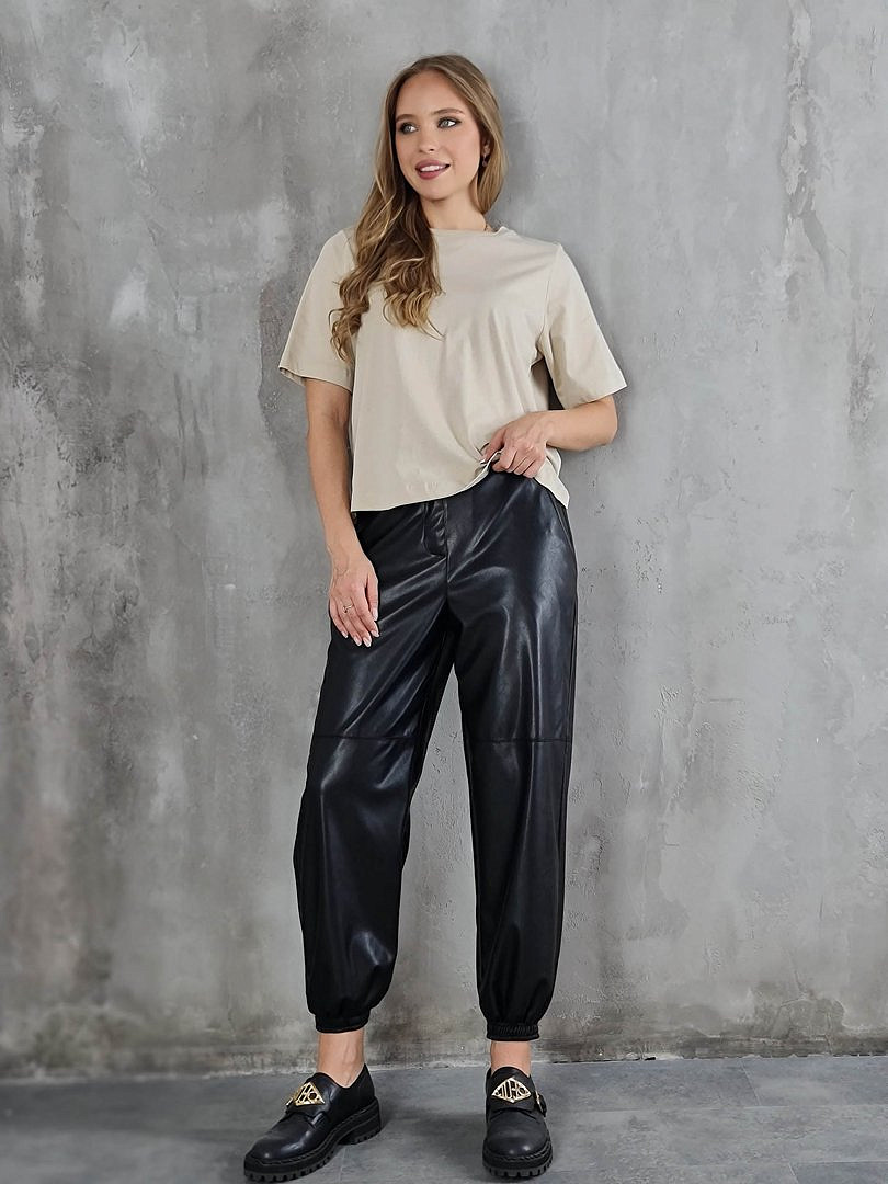 Брюки-джоггеры Imperial экокожа чёрные, фотография №2
