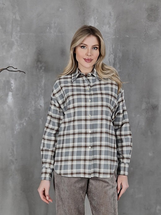 Рубашка Imperial в клетку светло-серая