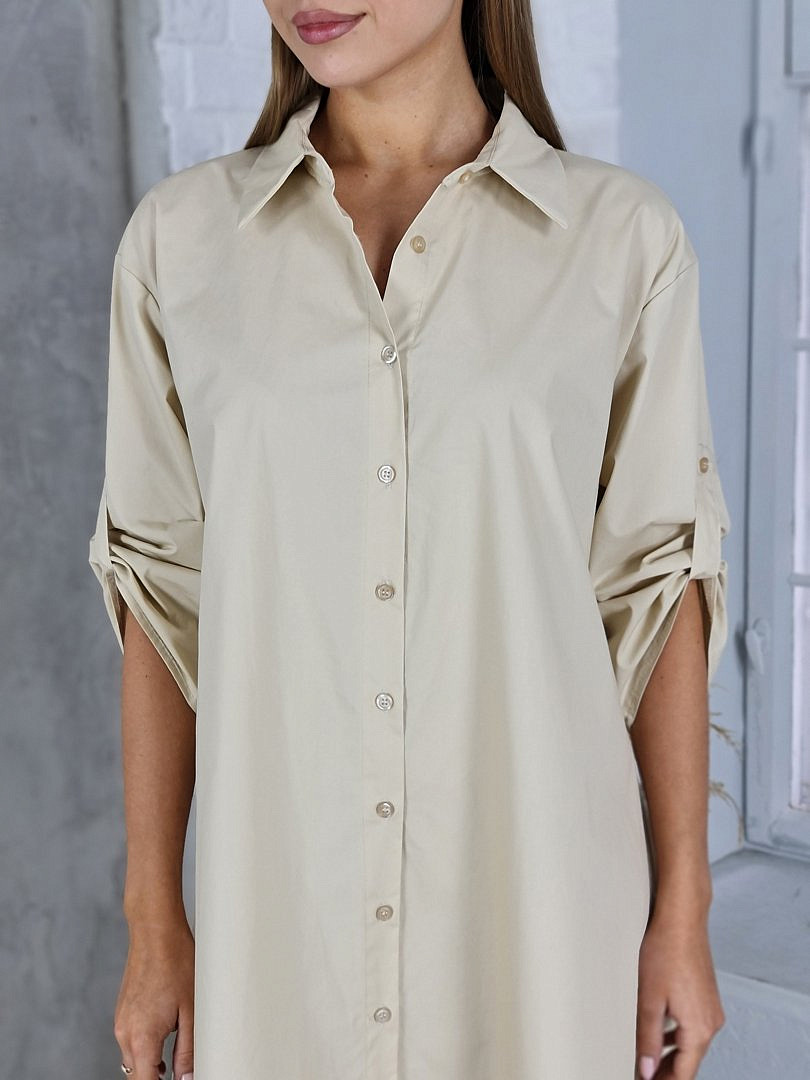 Платье Royal Belle oversize на пуговицах бежевое, фотография №2