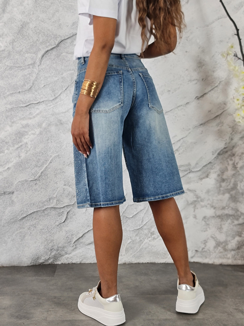 Бермуды My Little Italy со стразами синие, фотография №3