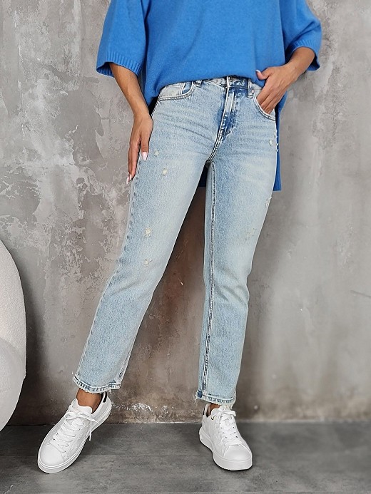 Джинсы Miss Bonbon с потертостями голубые
