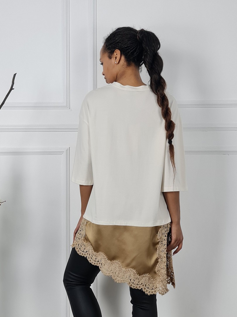 Туника MIHO'S с карамельной подкладкой кремовая, фотография №3