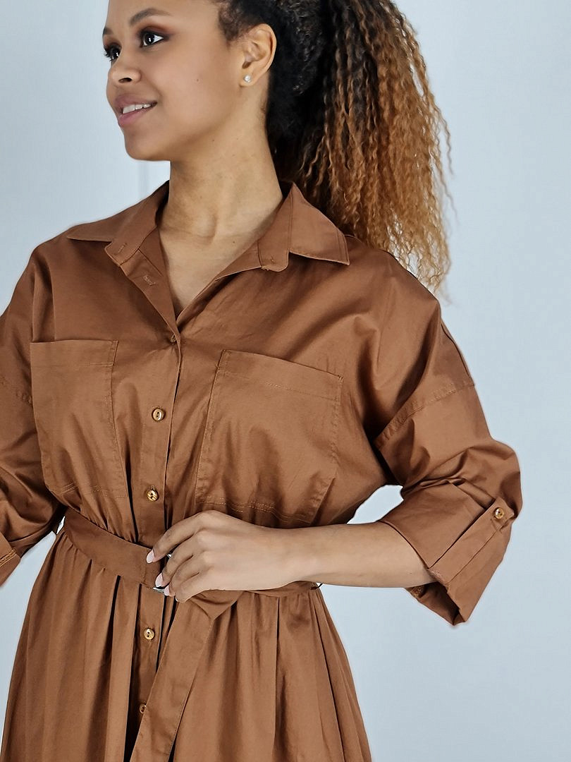 Платье CLOTHÉ на пуговицах с поясом шоколад , фотография №4