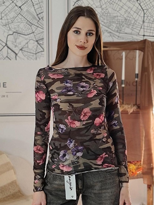 Лонгслив Cashmere Blend милитари с кашемиром хаки
