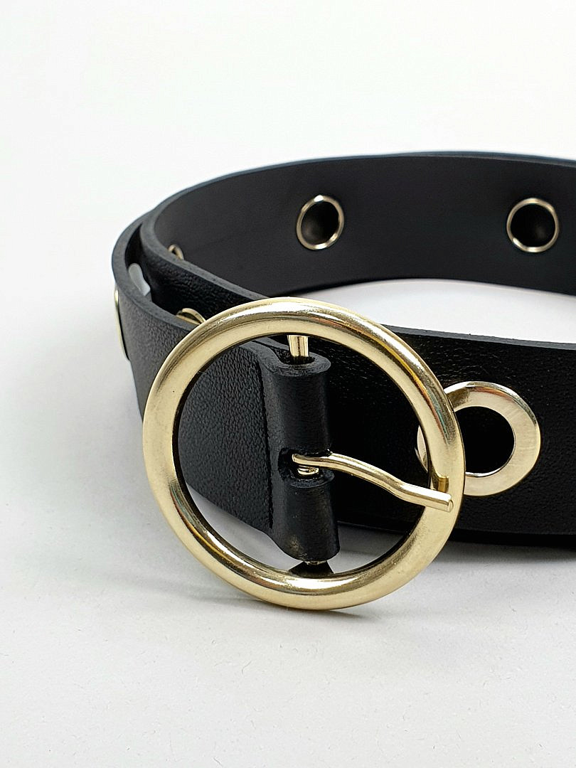 Ремень Imperial с золотыми деталями чёрный, фотография №5